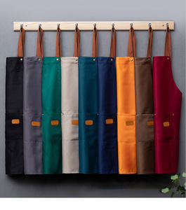 Tablier à bavette <span class=keywords><strong>de</strong></span> chef et <span class=keywords><strong>de</strong></span> salon en coton et polyester avec logo personnalisé OEM Cuisine Cuisine et beauté Coiffeur pour le nettoyage <span class=keywords><strong>Serveuse</strong></span> - Product Image 5