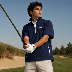 Custom Logo Premium Golf Clothing <strong>Men's</strong> Quarter Zip Short Sleeve Windshirt Golf <strong>Pullover</strong> for <strong>Men</strong> - Product Image 1