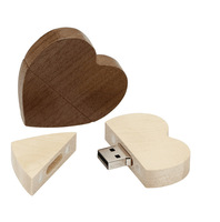 Clé USB en bois en forme de coeur 2.0/3.0 Clé USB 16 Go à 128 Go avec porte-clés USB 2 Go à 8 Go