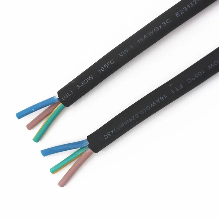 UL-zertifiziert SJOW 105C 18 AWGx3C Öl beständige, mit Gummi ummantelte, flexible Kabel und Kabel