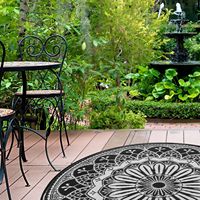 Tapis rond de jardin pliable pour intérieur/extérieur, tapis de patio, balcon, cour, camping, pique-nique, jacquard, peluche, PP
