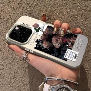 เคสโทรศัพท์มือถือลายดอกกุหลาบพิมพ์ลายเคลือบเงิน TPU PC สำหรับ iPhone <span class=keywords><strong>11</strong></span> 12 13 14 15 16 17 18 Pro Max - Product Image 3