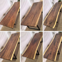 Table de salle à manger en bois massif de grande taille avec bord naturel pour la maison, le bureau, le restaurant, la cuisine