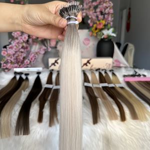 T16A 60A Ombre biondo frassino Nano anello per <span class=keywords><strong>capelli</strong></span> Extension europea colore <span class=keywords><strong>chiaro</strong></span> grezzo <span class=keywords><strong>capelli</strong></span> di cheratina lisci con punta Nano - Product Image 2
