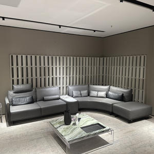 Set di Divani Curvi in Pelle Italiana di Lusso con Tavolino in Marmo, Divano Componibile Moderno, Divano a 7 Posti - Product Image 1