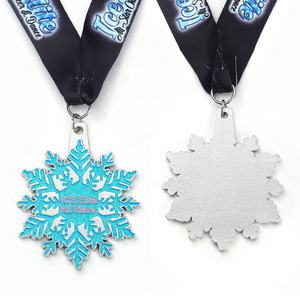 Médaille de ski de sport de fabrication 1ère 2ème 3ème ice elite toutes étoiles médaillon de fleur de neige - Product Image 1