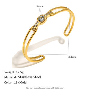 Bracelet double rangs en zirconium rond Dreamshow, plaqué or, breloque tendance, idéal pour <span class=keywords><strong>la</strong></span> <span class=keywords><strong>plage</strong></span> et l'été, en acier inoxydable de grande taille - Product Image 3