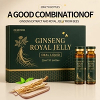 Liquide Oral au Ginseng et à la Gelée Royale 20ml*10 Bouteilles Vente en Gros OEM Marque Privée Extrait de Gelée Royale Boisson Tonique Santé