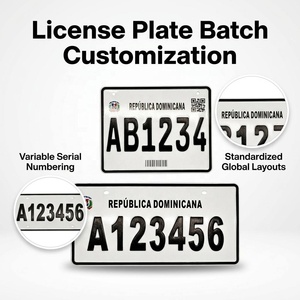 Placas de Matrícula de República Dominicana, Personalizadas, de Aluminio, en Relieve, para Sublimación, Reflectantes, 6x12 Pulgadas - Product Image 1