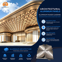 Panneau en aluminium 3D personnalisé en relief, revêtement mural et de plafond en métal, couleur or champagne, pour la décoration architecturale