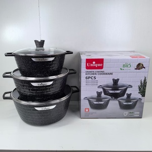Bán buôn 6 cái trọng lượng nặng nhôm kích thước lớn 32cm 36cm 40cm Granite không dính <span class=keywords><strong>Cookware</strong></span> <span class=keywords><strong>Set</strong></span> cho bếp gas - Product Image 1