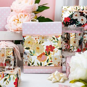 Floral Wrapping Paper Roll 46.8 Sq Ft Metallic Foil Reversible Polka Dot Design For <b>Bridal</b> Shower Gift <b>Wrap</b> Decorative - Product Image 6