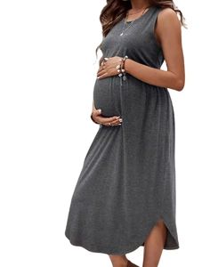 Vestito lungo per maternità estivo senza maniche per l'<span class=keywords><strong>allattamento</strong></span> al seno <span class=keywords><strong>abiti</strong></span> da <span class=keywords><strong>allattamento</strong></span> in gravidanza elasticizzati <span class=keywords><strong>abiti</strong></span> Casual al ginocchio - Product Image 1