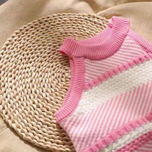 Top de Punto sin Mangas para Mujer ZY, Color Rosa y Blanco a Rayas, Corte Ajustado, Suave, Cuello Halter, Camisola para Usar por Dentro o por Fuera - Product Image 2