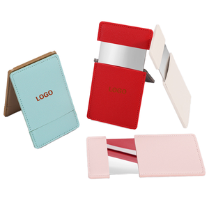 Portable Small Rectangle PU Leather Pocket Mirror with Pull-Out Design Custom Personal Logo Travel Makeup Promotional Mirror