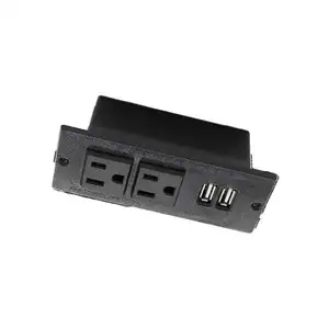 OSWELL US Desktop Power Strip with 2 Outlets 2 USB 2.1A Insert Mounting Built in Desk Table Sofa Cabinet Nightstand