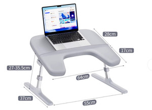 Saiji Nouveau Bureau d'Ordinateur Portable Réglable en Hauteur et en Angle, pour <span class=keywords><strong>Lit</strong></span> et Canapé, avec Accoudoirs Souples, Design Ergonomique Courbé, Plateau Portable en Aluminium 640x450mm - Product Image 2