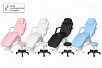 Table de massage professionnelle rose à 3 sections réglables avec tabouret, pour soins du visage, tatouage, extensions de cils, SPA et salon de beauté
