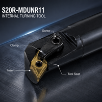 Barre d'alésage interne à double pince S20R S25S S32T MDUNR15 pour plaquettes DNMG, outil de tournage interne pour tour CNC, fourniture d'usine OEM