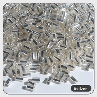 500g / Sac Perles cylindriques en verre électroplaqué argenté de 3,8 mm pour machine à broder et bijoux