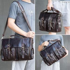 Sac à bandoulière en cuir de vache véritable Andong, grande capacité, sacs à main de luxe, sacoche pour ordinateur portable 14 pouces, sac de voyage, sac d'affaires - Product Image 2
