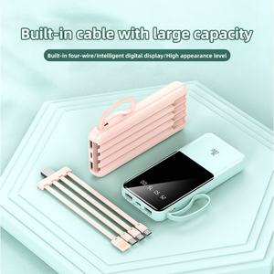 Nouveautés : Batterie externe portable 10000 mAh avec affichage numérique LED, sortie Type-C 10W et câbles intégrés pour utilisation en extérieur - Product Image 2