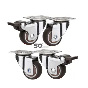 Leichter Kaffee Mini <span class=keywords><strong>Caster</strong></span> Tiny Plate Swivel <span class=keywords><strong>Caster</strong></span> Hübsches Trolley <span class=keywords><strong>Caster</strong></span> Wheel - Product Image 1