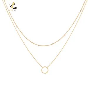 Colar de pingente de coração em camadas popular para meninas joias femininas moda 18k banhado a ouro colar de pingente de corrente