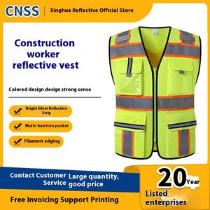 Cnss diretta fabbrica Hi Vis gilet di sicurezza brillante argento striscia riflettente personalizzabile Logo cotone traffico strada giubbotto riflettente per - Product Image 2