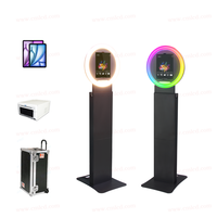 Photomaton portable rond avec angle de tête réglable, photomaton selfie avec télécommande pour fête, entreprise, photomaton iPad