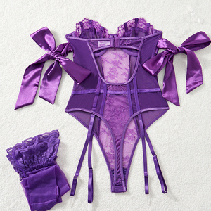 Body Conjuntos de lencería sexy Guantes Mujer <span class=keywords><strong>Ropa</strong></span> <span class=keywords><strong>interior</strong></span> para mujeres <span class=keywords><strong>gorditas</strong></span> Ver a través de encaje de peluche de lujo - Product Image 5