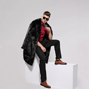 2025 automne hiver pour Amazon européen américain transfrontalier hommes longue fourrure de renard vêtements d'extérieur veste Blazer <span class=keywords><strong>Trench</strong></span> fourrure artificielle Cape - Product Image 3