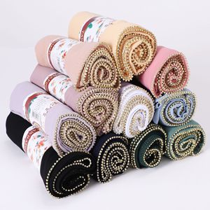 Hijab in Chiffon di Alta Qualità con Perle, Sciarpa con Catena di Strass e Diamanti, Scialle Musulmano per Donne, Copricapo Islamico Fatto <span class=keywords><strong>a</strong></span> Mano con Perline - Product Image 2