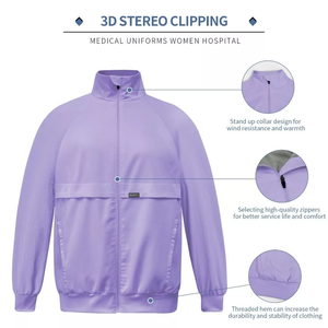 Uniforme Médico de Manga Larga para Enfermeras, Parte Superior de Tela Transpirable y Cómoda para Hombres y Mujeres, Chaqueta de Trabajo Médico con Bolsillo con Cremallera - Product Image 5