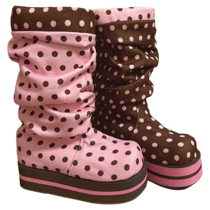 Lindas botas de nieve para mujer, con forro de felpa cálido para invierno, de algodón, de alta calidad, gruesas, a la moda, fáciles de poner, con suela gruesa y forradas. - Product Image 1