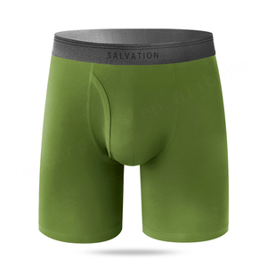 Bóxer de bambú para hombre de nuevo diseño, breve con logotipo láser, frente abierto, transpirable, Color sólido, corte de una pieza, ropa interior para hombre - Product Image 4