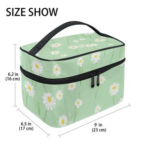 Cute Mint Daisy Cosmetic Bag, Large Travel Toiletry Organizer with Multi-Pockets, Portable <b>Makeup</b> Storage <b>Case</b> - Product Image 2
