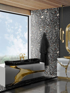 <span class=keywords><strong>Grande</strong></span> Baignoire Autoportante de Luxe <span class=keywords><strong>Italienne</strong></span> Minimaliste au Design Simple Baignoire de Salle de Bains Dorée Style Moderne pour Salle de Bains de Villa - Product Image 2