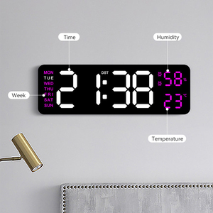 Horloge murale numérique géante électronique à LED avec alarme, décoration lumineuse rectangulaire moderne pour la maison, la salle de réception d'une grande église, la date et l'heure - Product Image 3