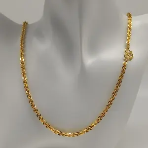 New Brass Plating 24K Gold High Gold Twist Whip Chain Man Woman Necklace Cross Border Sources Wholesale