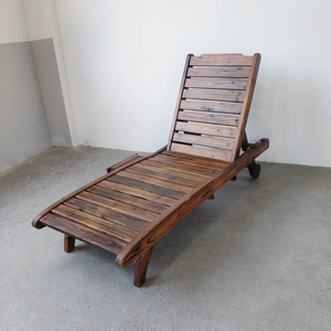 DISHI <span class=keywords><strong>Chaise</strong></span> <span class=keywords><strong>longue</strong></span> de jardin en bois massif brun foncé, style américain et européen du milieu du siècle, pour extérieur, plage, pliable - Product Image 5