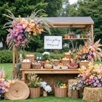 Centres de table floraux rustiques réutilisables pour mariage, dégradé jaune et orange, fleurs artificielles pour la décoration de bar à desserts en extérieur