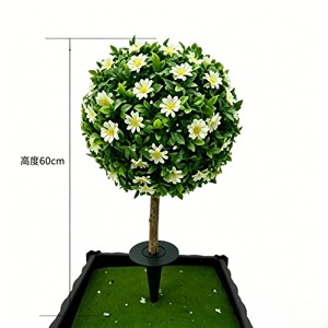 Sphère florale ronde et vive en forme de tournesol avec base de piquet solide pour la décoration des bords de jardin, de pelouse, de cour de style campagnard ou extérieur. - Product Image 2