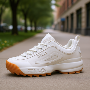Fila Disruptor II Chaussures basses pour hommes en blanc et gomme, doublure en mesh, légères, pour toutes les saisons - Product Image 2