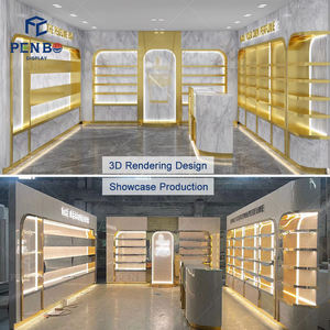 Di fascia alta negozio di profumi Interior Design Custom marmo legno profumo <span class=keywords><strong>Display</strong></span> vetrina decorazione da parete per negozio di bellezza - Product Image 2