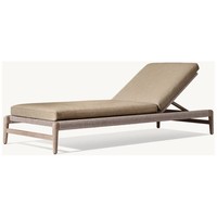 Chaise longue de luxe pour piscine, en rotin tressé résistant aux intempéries, avec structure en teck massif, pour l'extérieur
