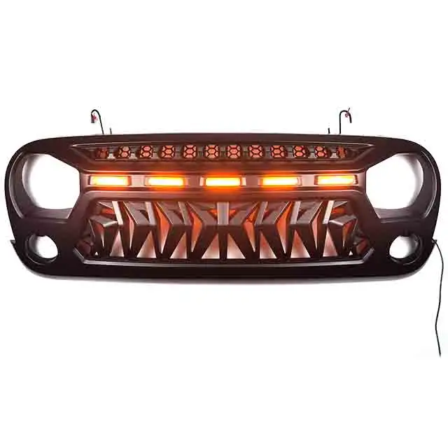 Fashionable Auto Off-Road 4x4 Led Light Front Bumper Hood Grill for Jeep Wrangler JK Pickup Truck Grille Exterior Accessories//