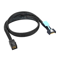 Kabel 0.5M 38Pin MCIO 4I SFF-8654 ke SAS HD SFF-8643 PCIe Gen5 untuk Adaptor Server Komputer