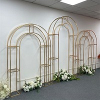 Arche de mariage dorée en fer forgé, support incurvé, écran décoratif, décoration de scène, centre de table pour zone d'accueil, cadre de toile de fond, accessoires
