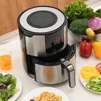 Friteuse à air électrique intelligente moderne en acier inoxydable de 5 L haute puissance avec écran LCD, commande numérique et surface antiadhésive pour usage domestique A+